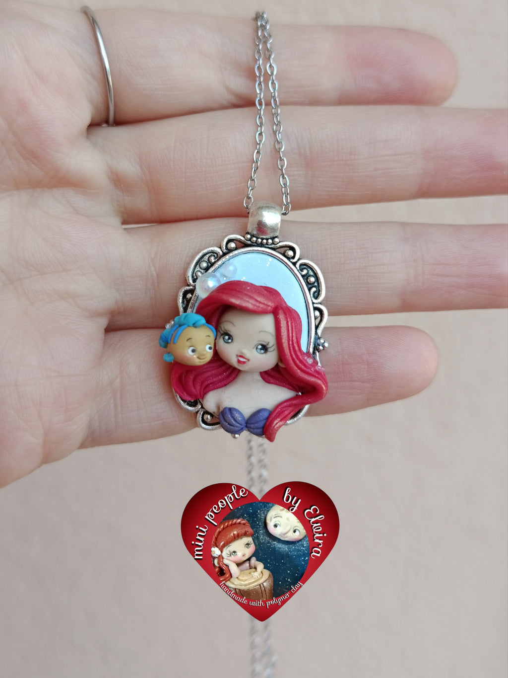 Collana cameo Ariel e flounder